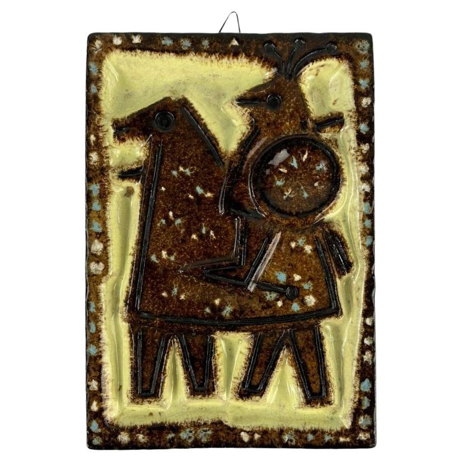 Mid-century pyrogranite wall ceramic  - Equestrian - For Sale