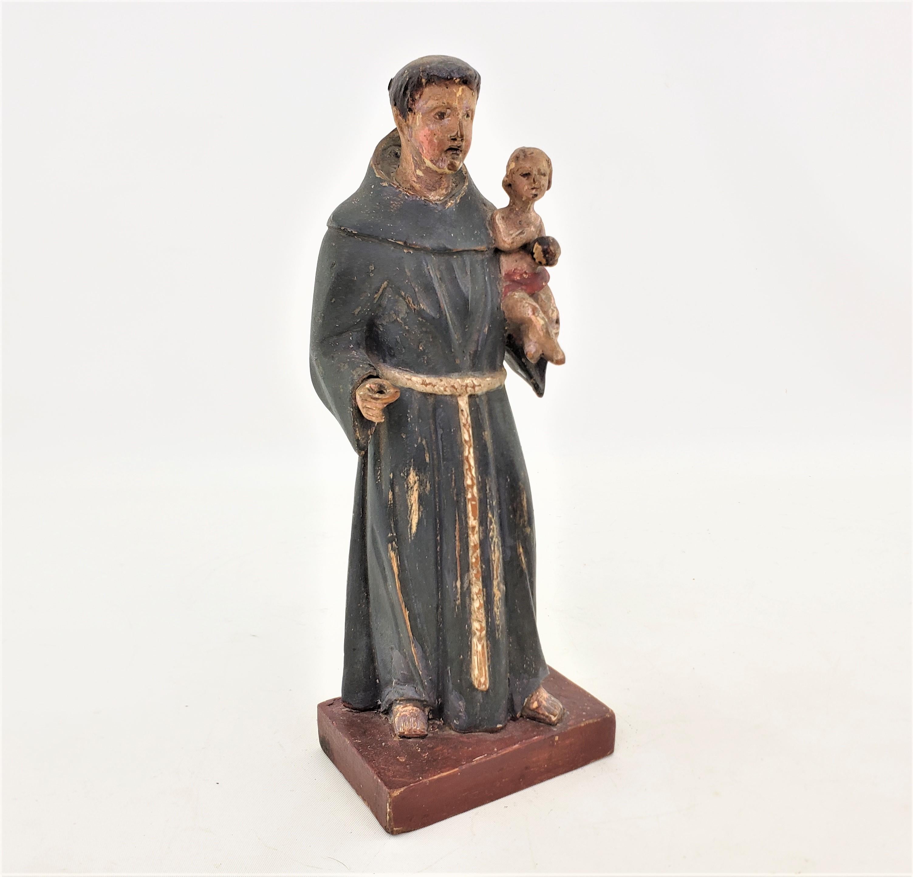 This hand-carved wooden sculpture is unsigned, but presumed to have originated from Quebic Canada and date to approximately 1950 and done in the period Folk Art style. The sculpture is composed of pine wood and carved to depict a robed male clergy