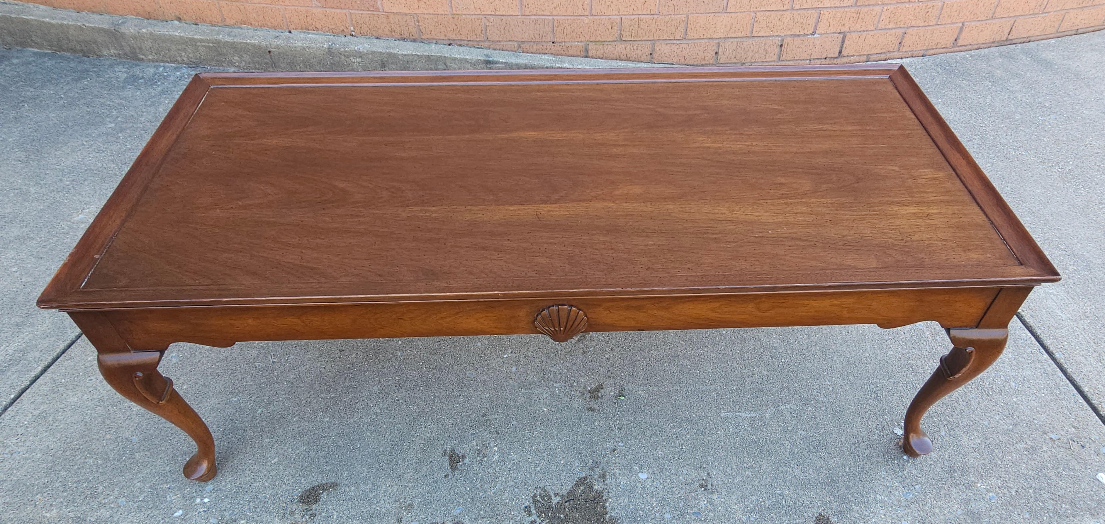 20th Century Mid Century Queen Anne Style Cherry Cocktail Table For Sale