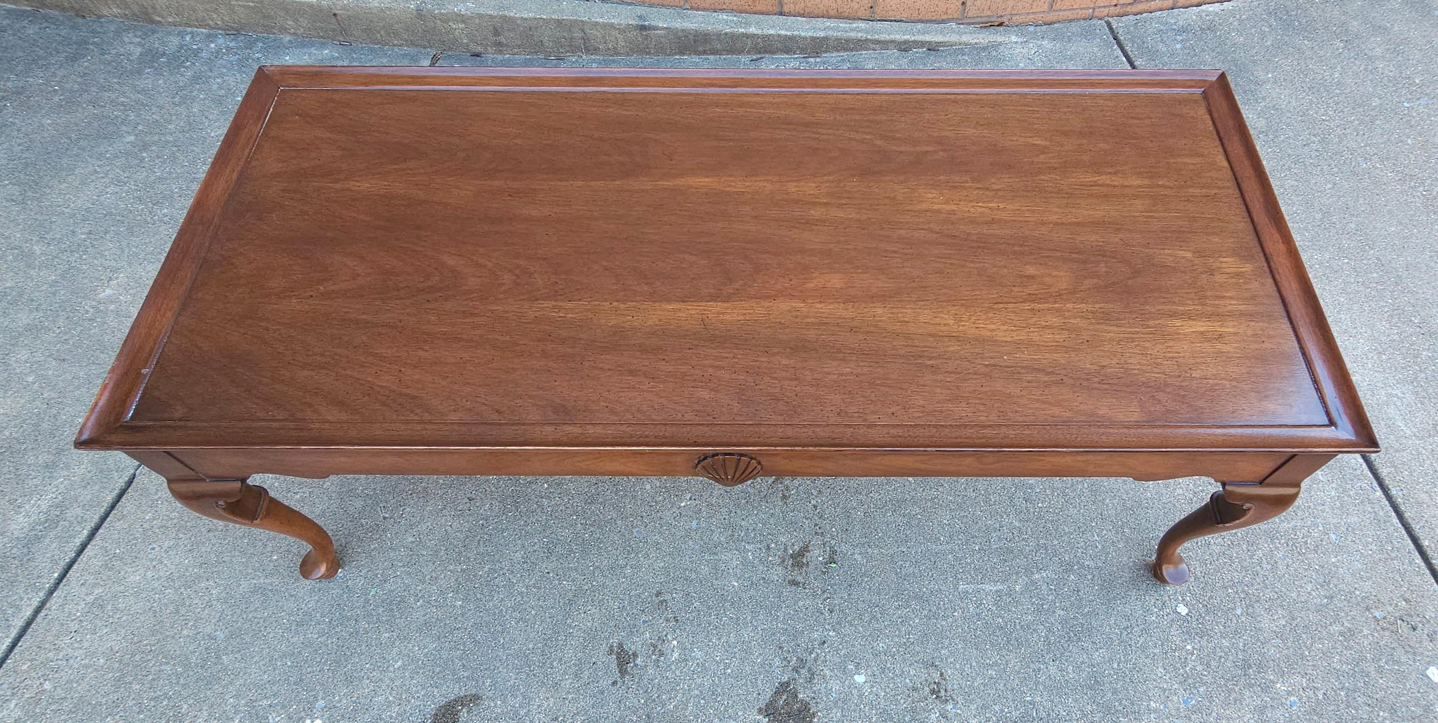 Mid Century Queen Anne Style Cherry Cocktail Table For Sale 2