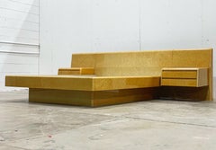 Mid-Century Queen Platform Bed in Birdseye Maple by Coma, Italy, circa 1970's