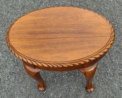 Mid Century Quern Anne Style Mahogany Oval Low Side Table / Foot Stool