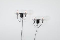 Mid-Century RAAK Amsterdam Double Globe Wall Sconce, Black Enamel, Chrome