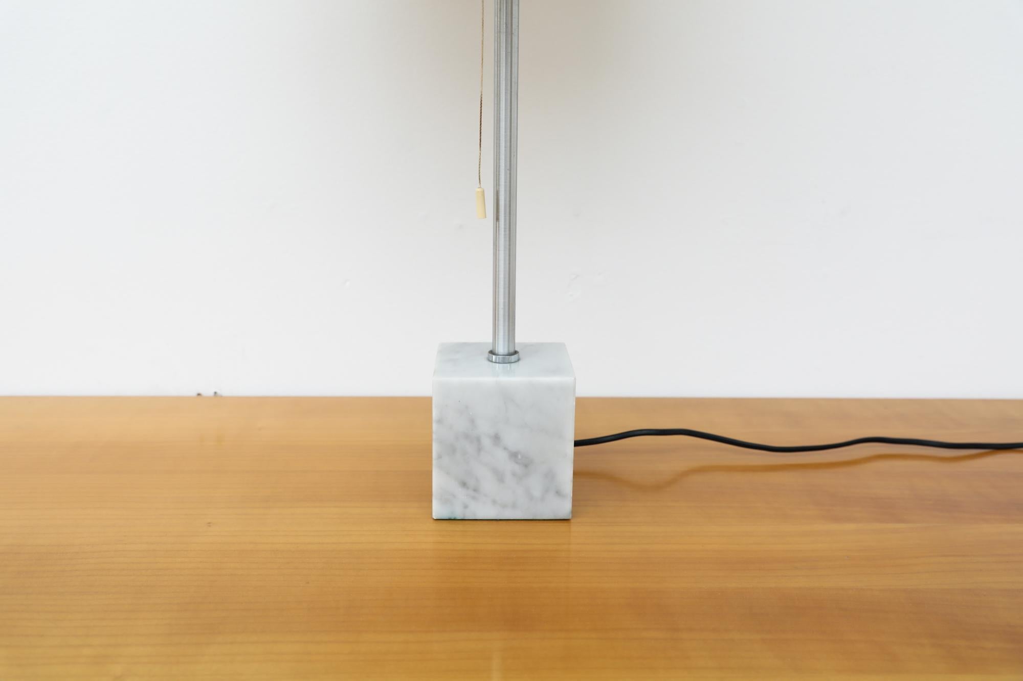 Mid-Century RAAK Marble and Chrome Dual Bulb Table Lamp with New Linen Shade For Sale 3