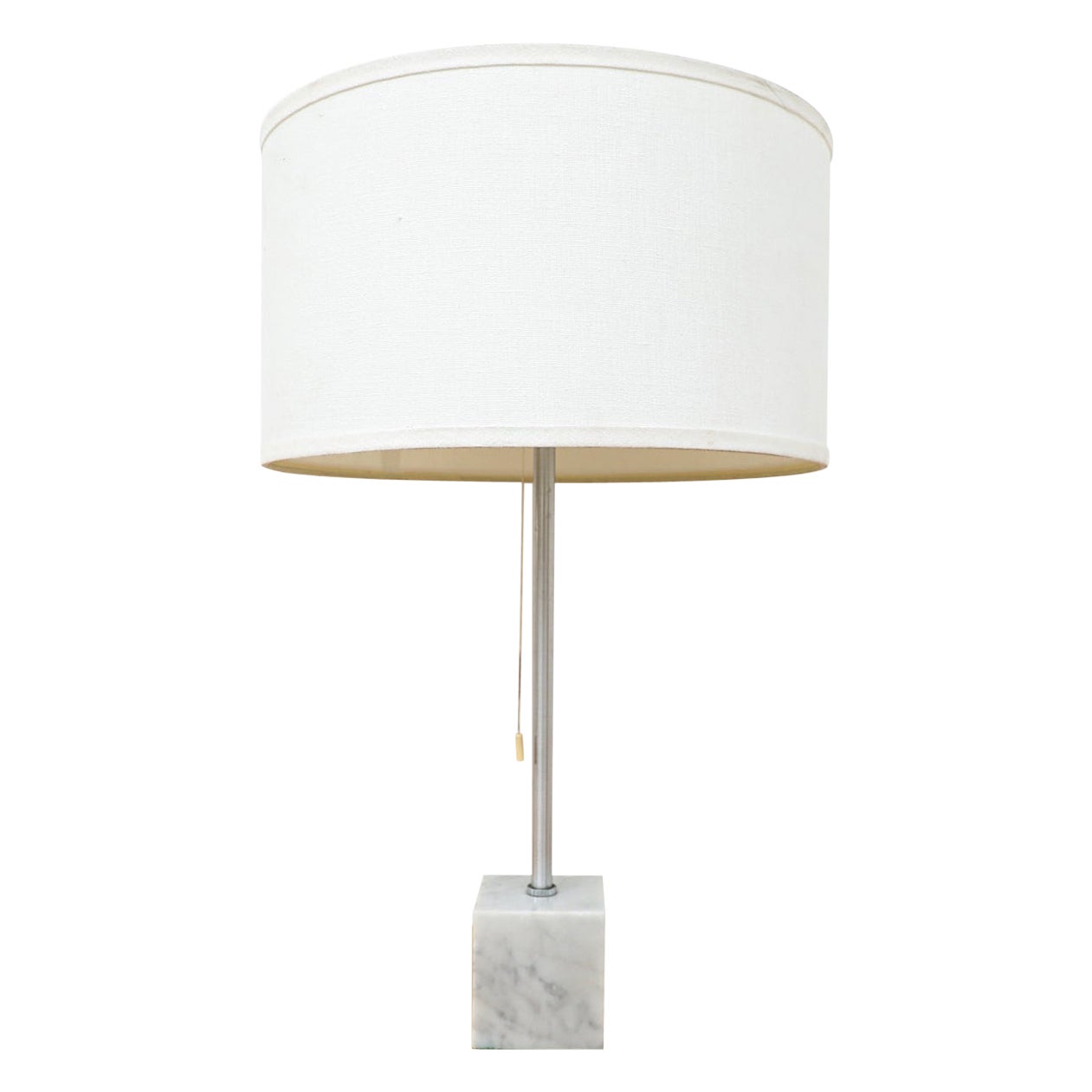 RAAK Marmor und Chrom Dual Glühbirne Tischlampe mit neuen Leinenschirm aus der Mitte des Jahrhunderts