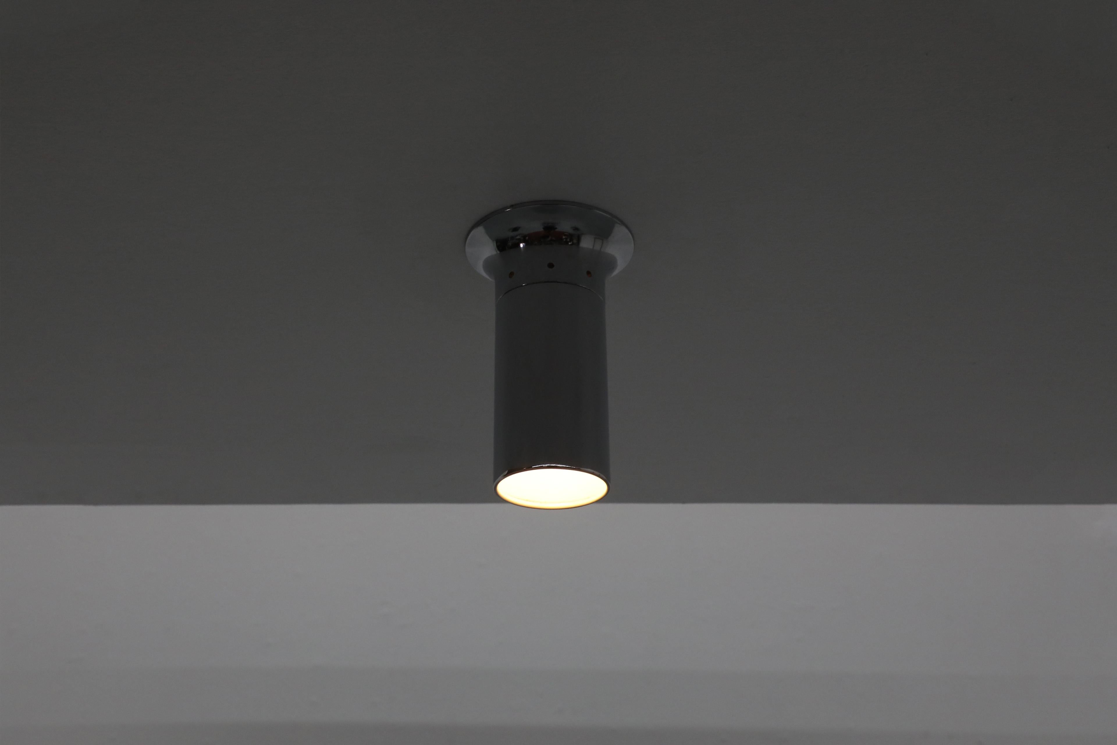 Mid-Century Modern Mid-Century Raak Style Polished Chrome Tubular Ceiling Lights For Sale