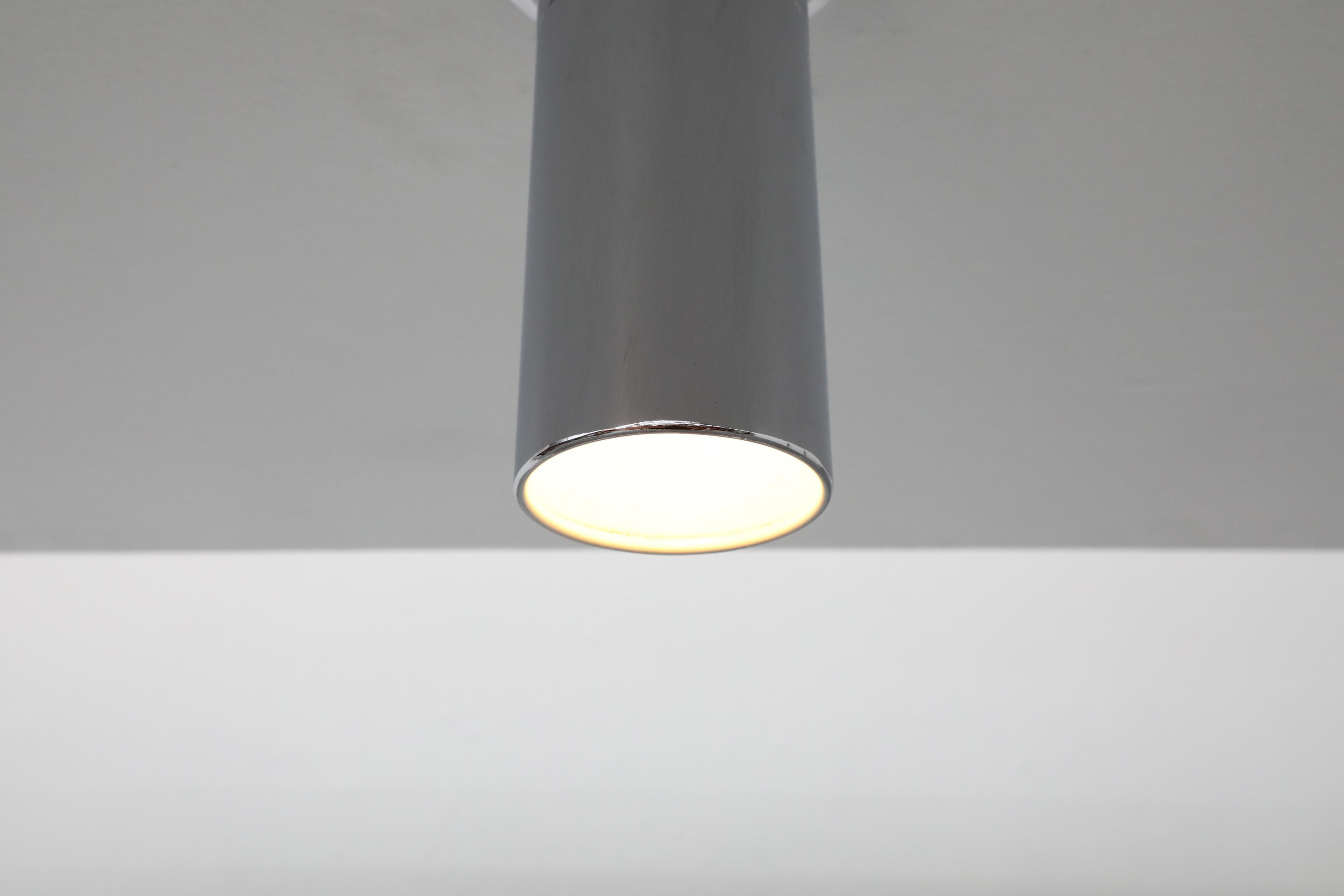 Dutch Mid-Century Raak Style Polished Chrome Tubular Ceiling Lights For Sale