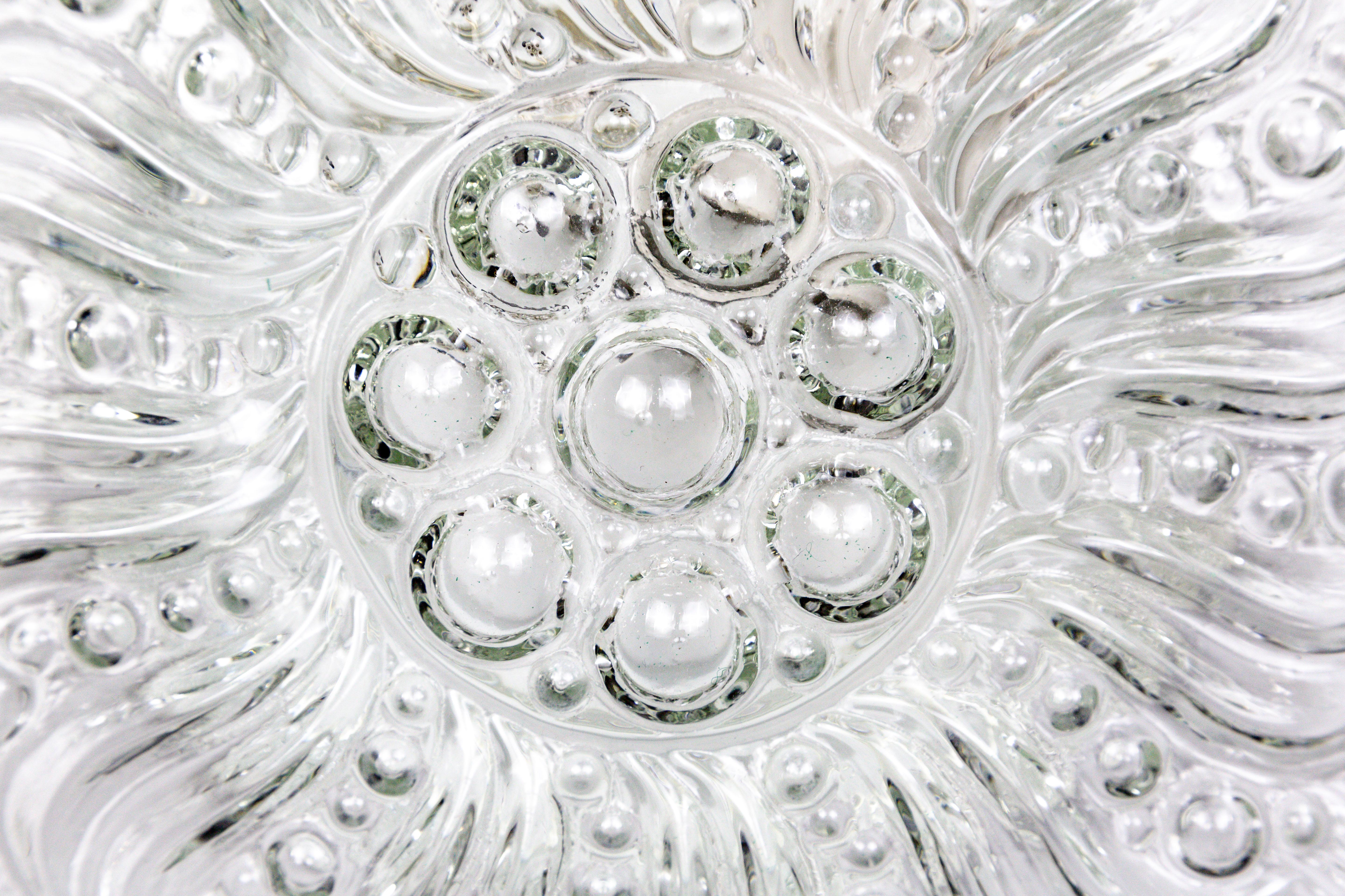 Mid-Century Modern Midcentury Radial Bloom Glass Flush Mount Light For Sale