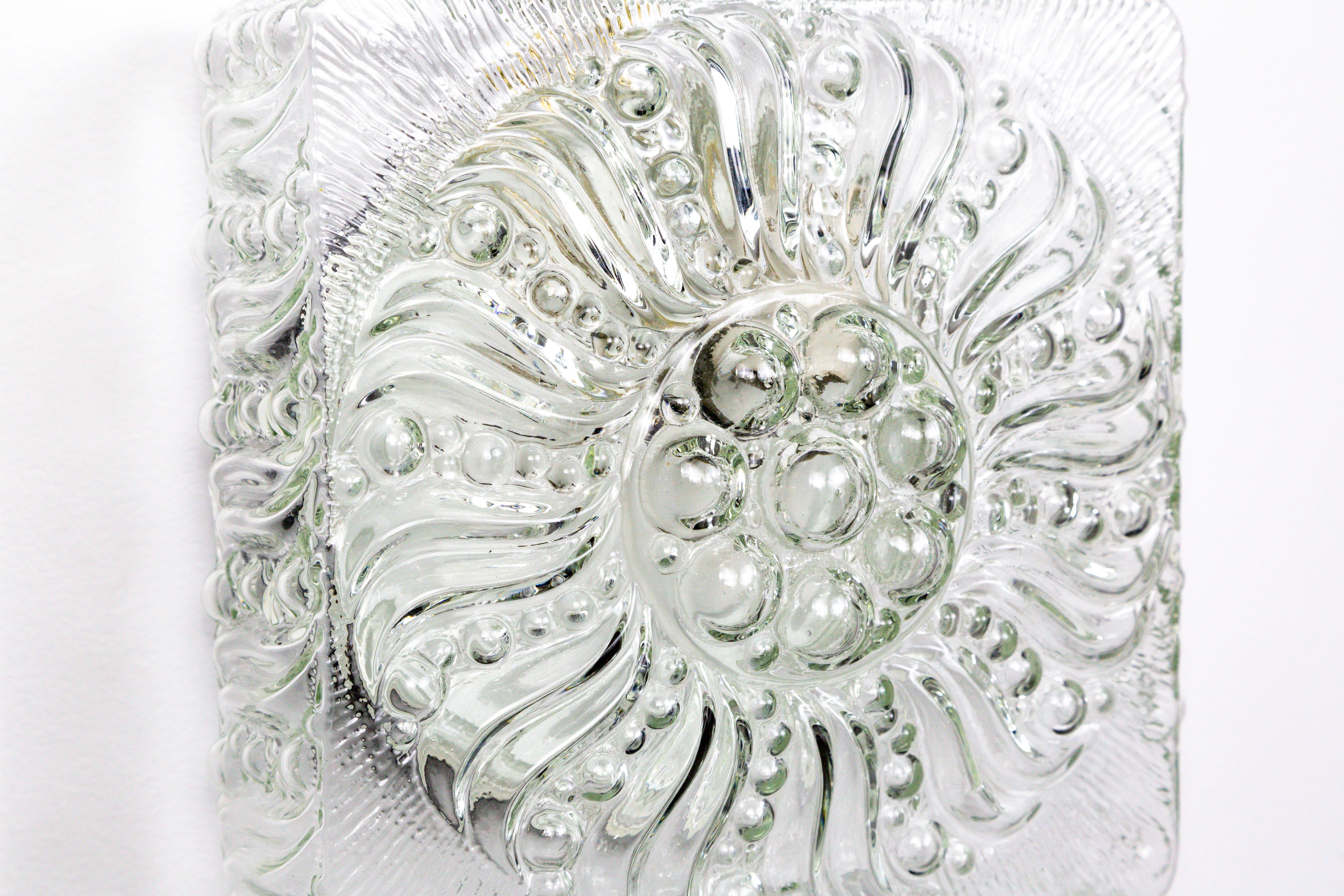 Midcentury Radial Bloom Glass Flush Mount Light For Sale 3