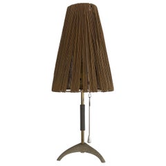 Lampada da comodino Raffia Bast di metà secolo, 1950, Germania