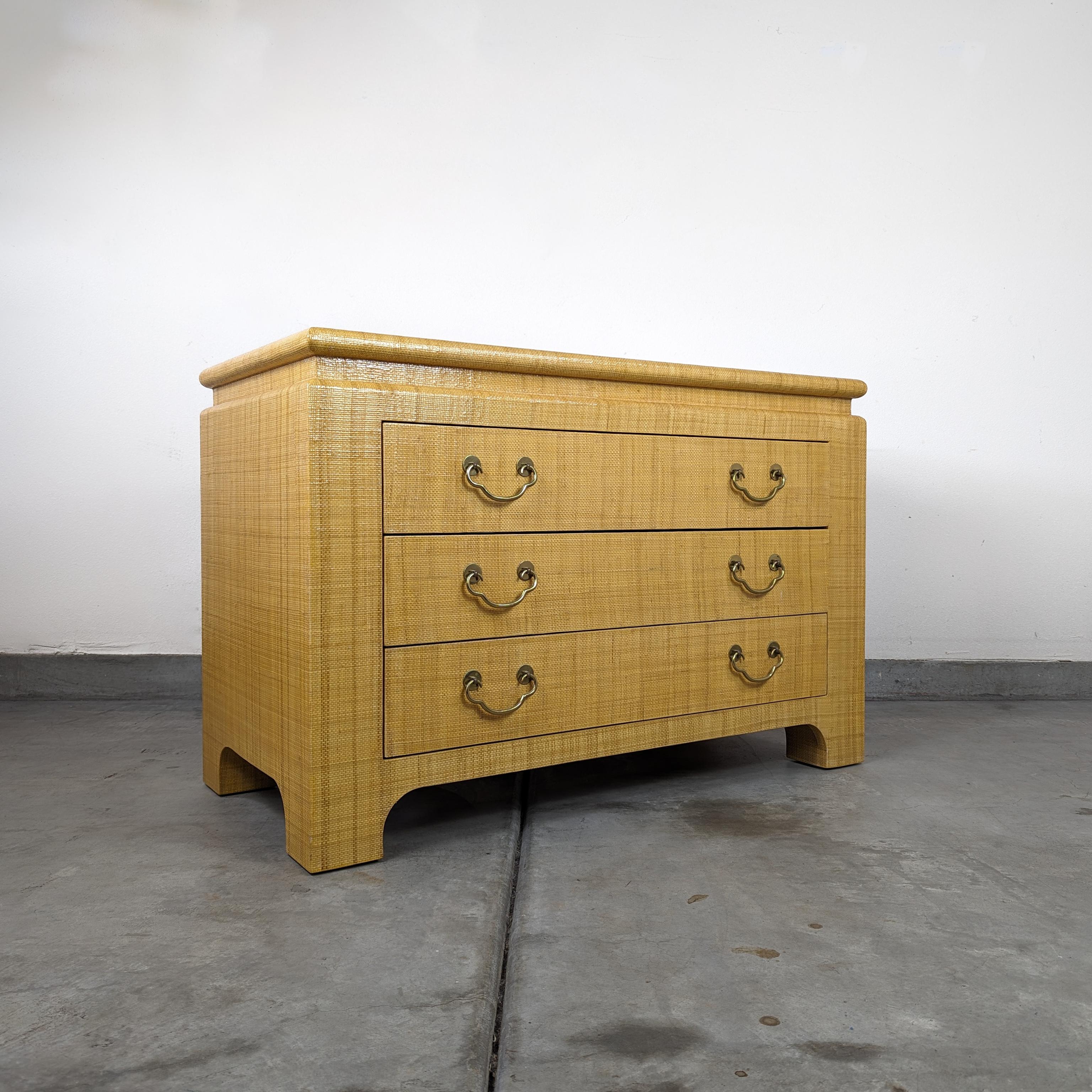 Mid-Century Modern Mid Century Raffia Chest / Commode by Harrison Van Horn, c1970s For Sale