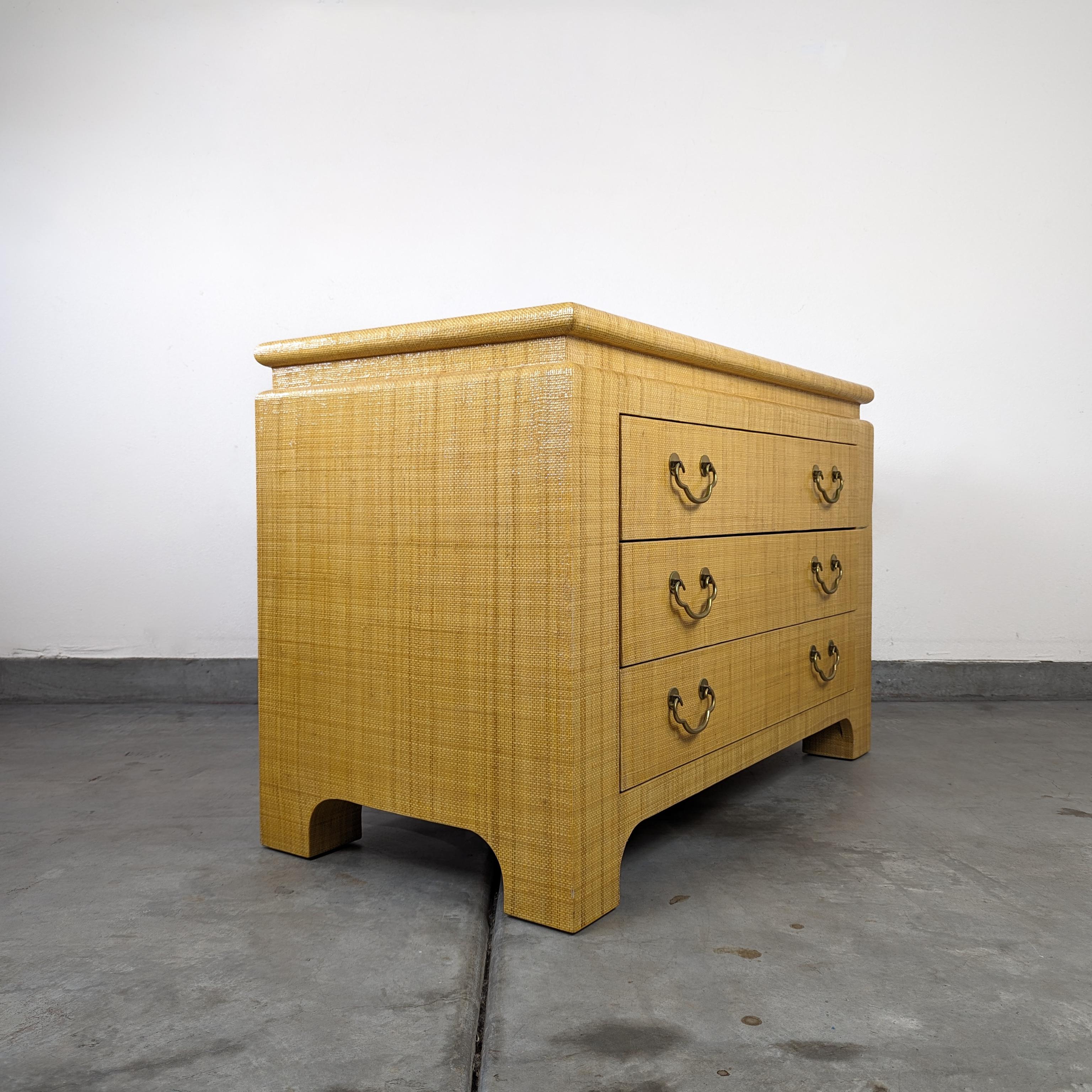 American Mid Century Raffia Chest / Commode by Harrison Van Horn, c1970s For Sale