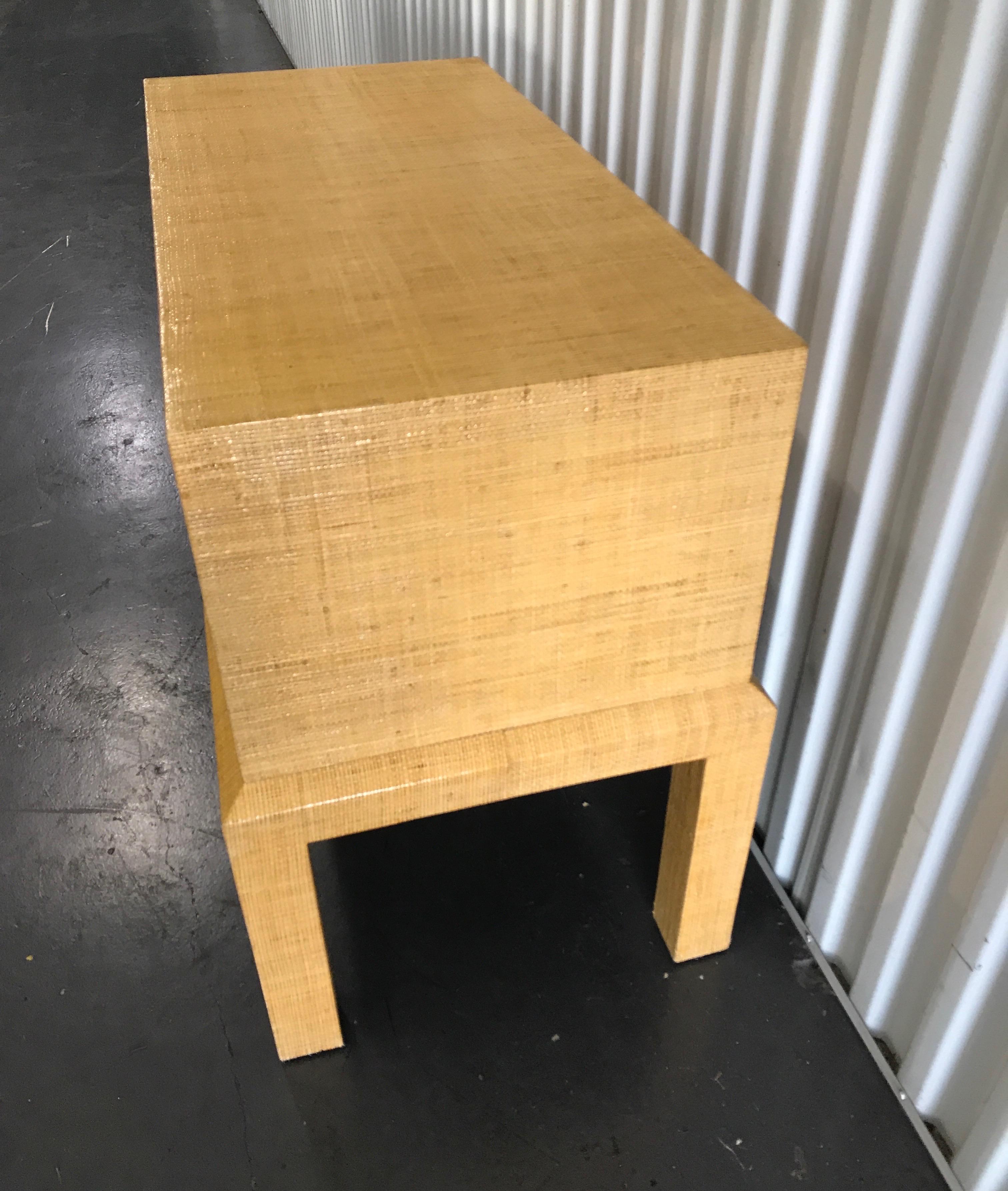 3 drawer raffia side table