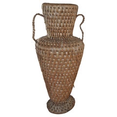 Vintage Midcentury Raffia Floor Vase