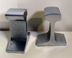 Midcentury Railroad Track Chrome Bookends