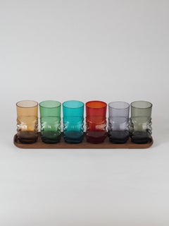 Regenbogenglas-Set aus der Jahrhundertmitte : 6 Gläser im finnischen Stil, nach Kaj Franck & Lasi