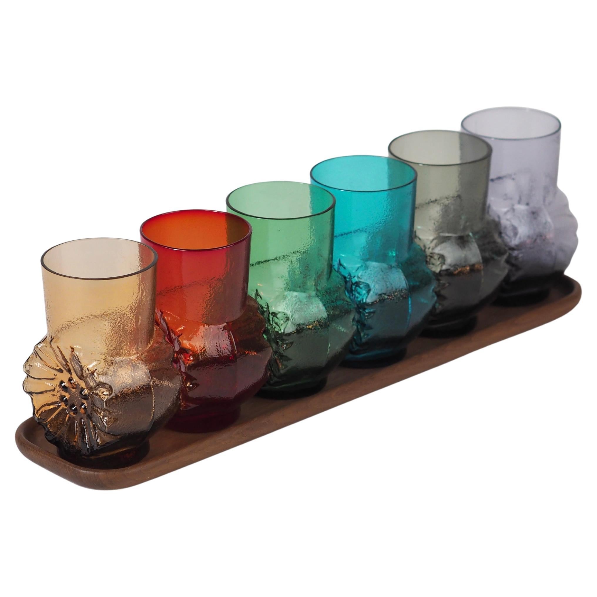 Mid-Century Rainbow Glass Set : 6 Finnish-Style Glasses, After Kaj Franck & Lasi