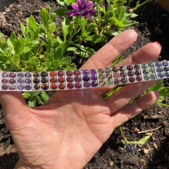 Pulsera de piedras preciosas de zafiro arco iris de mediados de siglo de 24 quilates