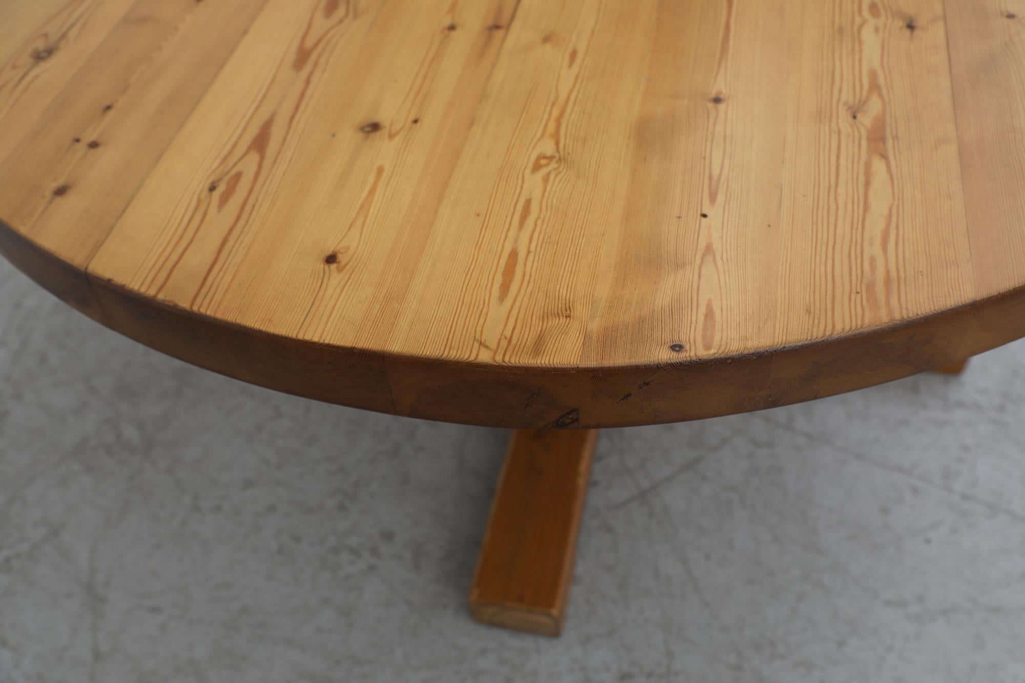 Mid-Century Rainer Daumiller Inspired Solid Pine Round Pedestal Dining Table For Sale 8