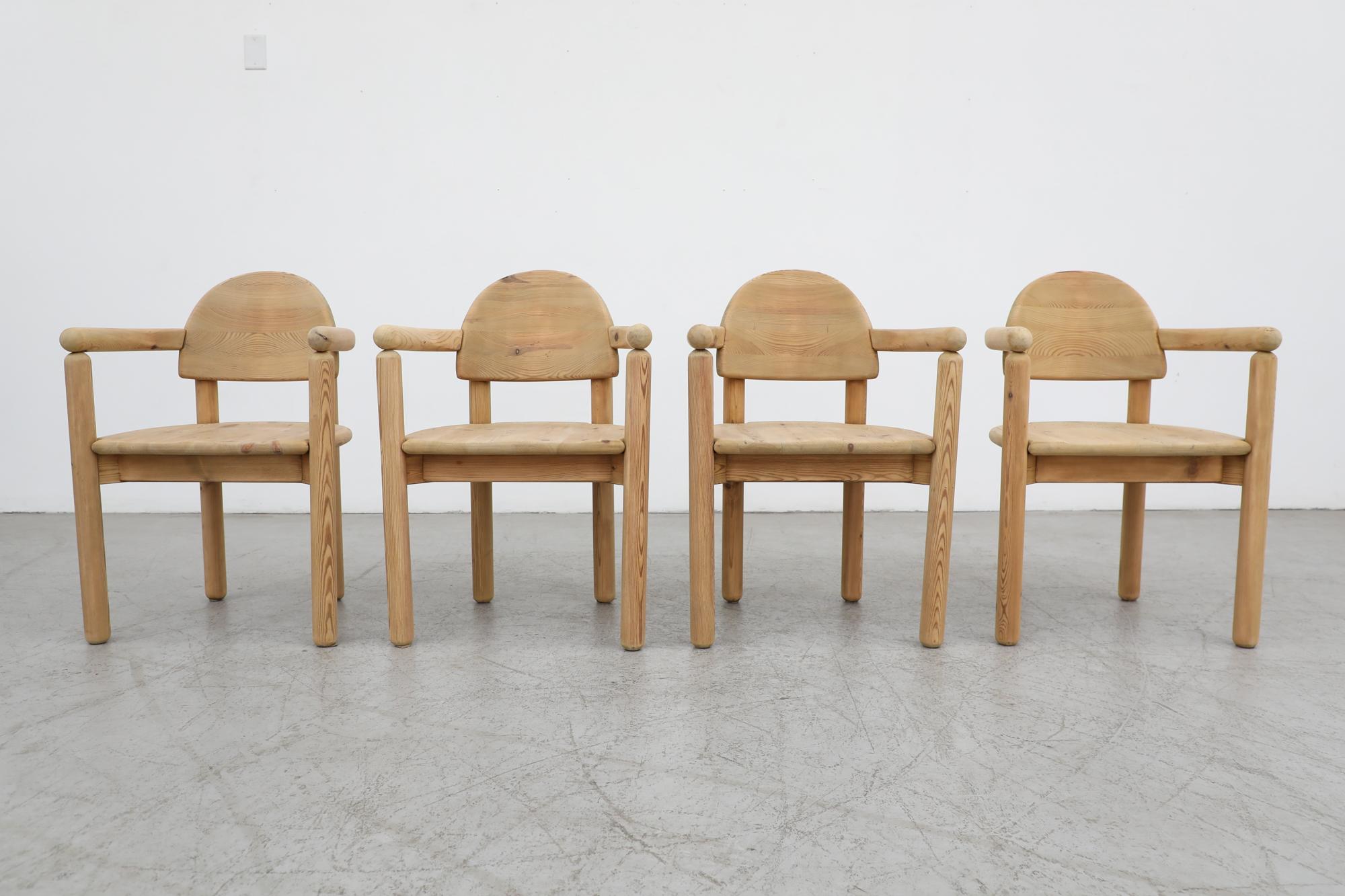 Mid-Century Rainer Daumiller Set of 4 Half Moon Raw Pine Armchairs 11