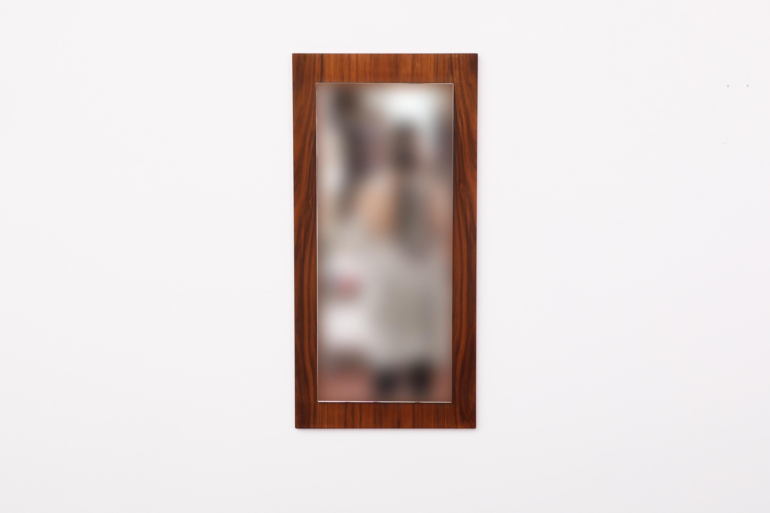 Mid-Century Modern Mid-Century Raised Rectangular Floated Mirror on Handsome Rosewood Frame For Sale