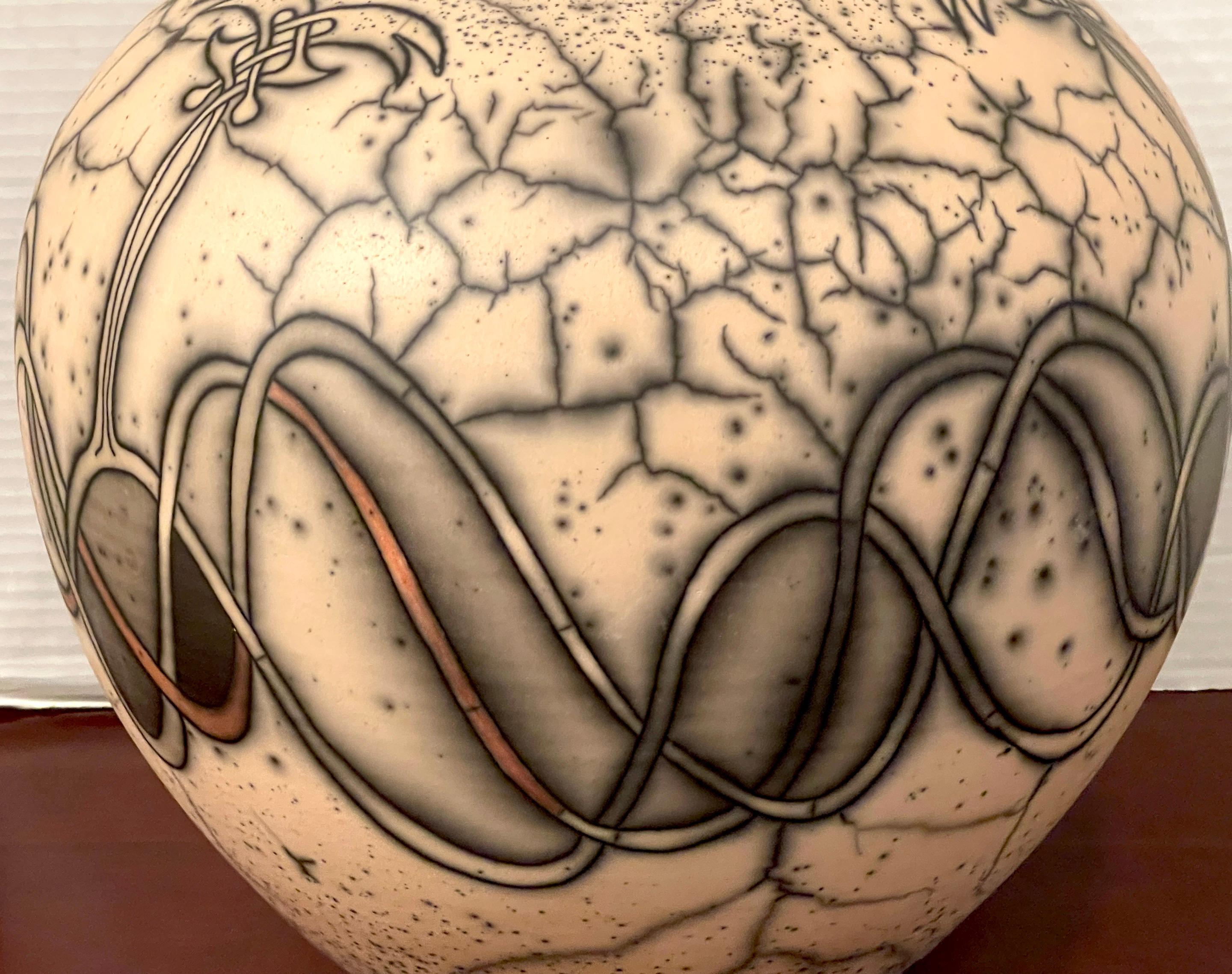 Mid-Century Raku Pottery Vase, Signed Jacobson For Sale 2