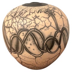 Mid-Century Raku Pottery Vase, Signed Jacobson
