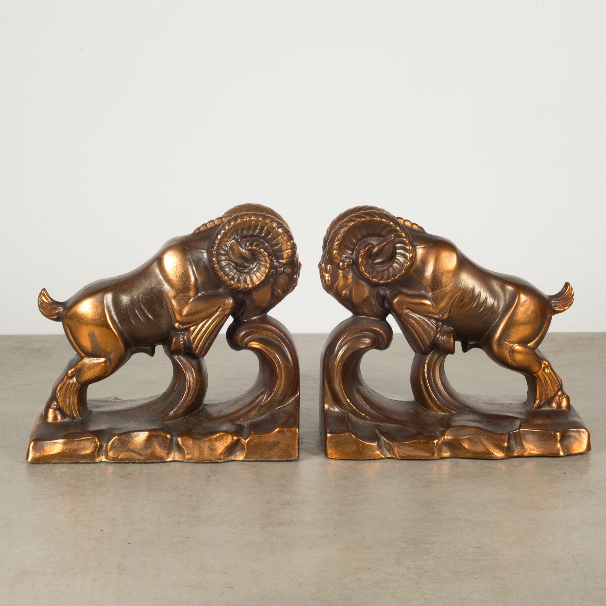 Mid-Century Modern Mid-Century Ram Bookends C.1950 For Sale