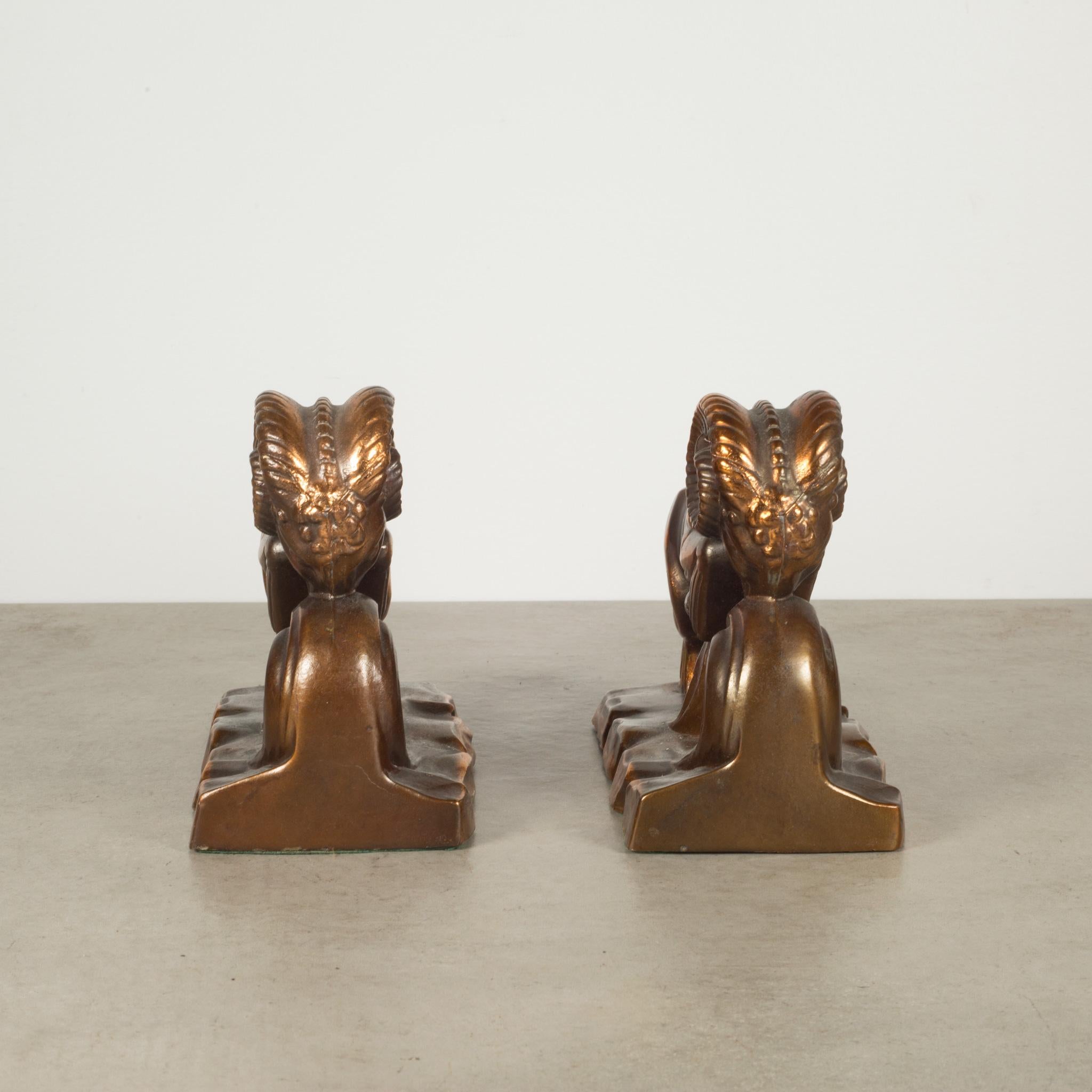 American Mid-Century Ram Bookends C.1950 For Sale