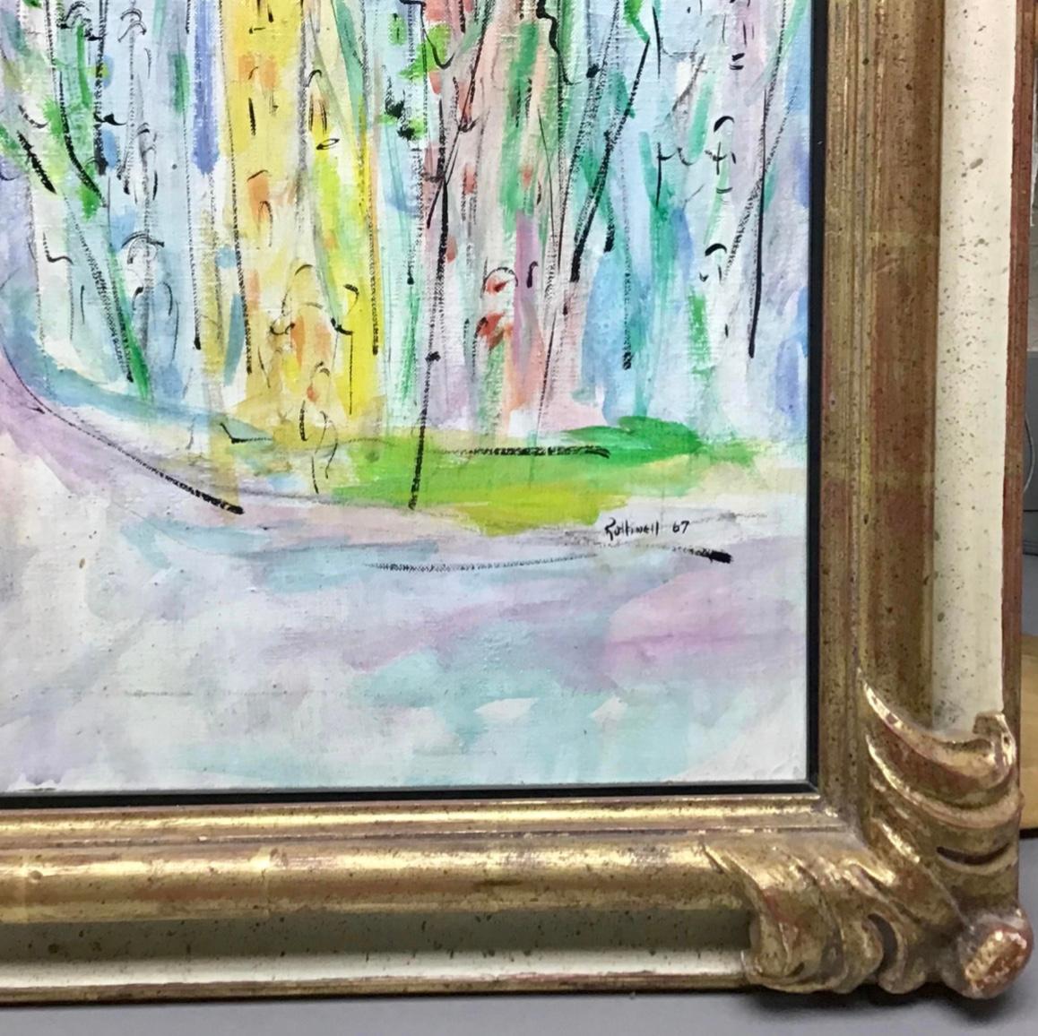 Mid Century Raoul Dufy Style Oil on Canvas Painting In Good Condition For Sale In Bradenton, FL