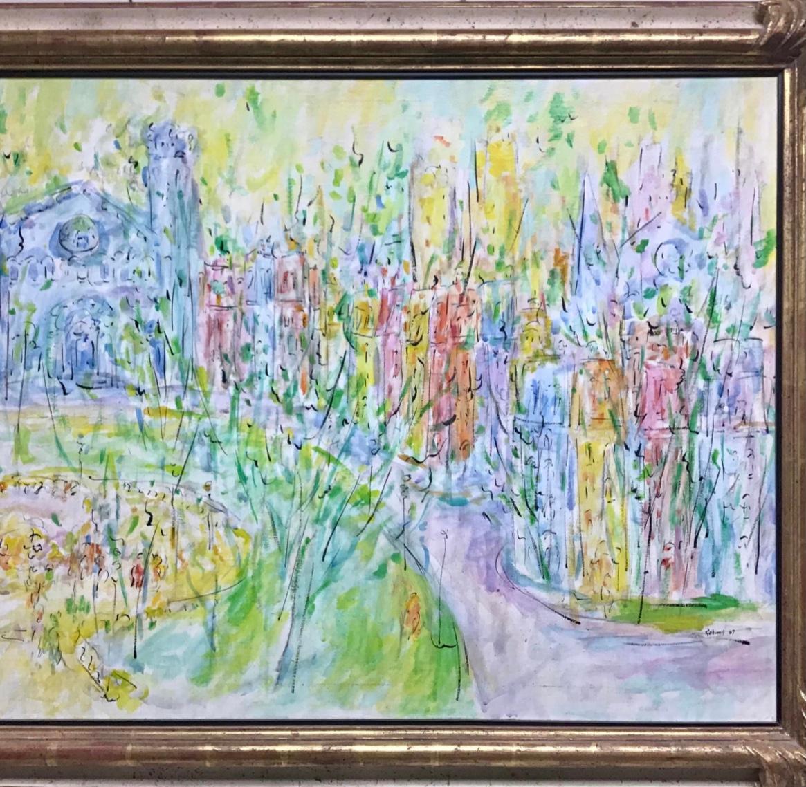 20ième siècle Peinture à l'huile sur toile de style Raoul Dufy du milieu du siècle dernier en vente