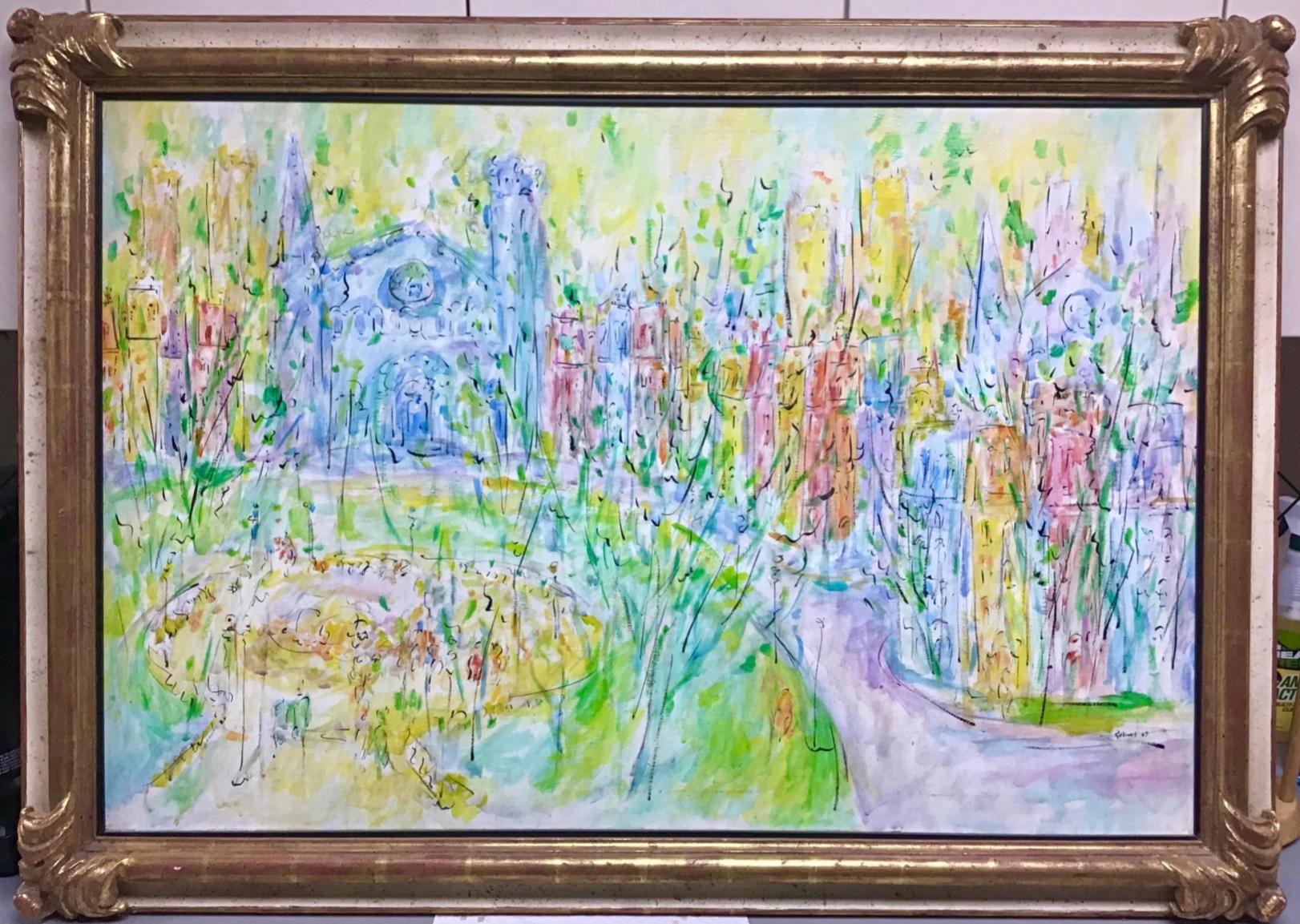Peinture à l'huile sur toile de style Raoul Dufy du milieu du siècle dernier en vente 3