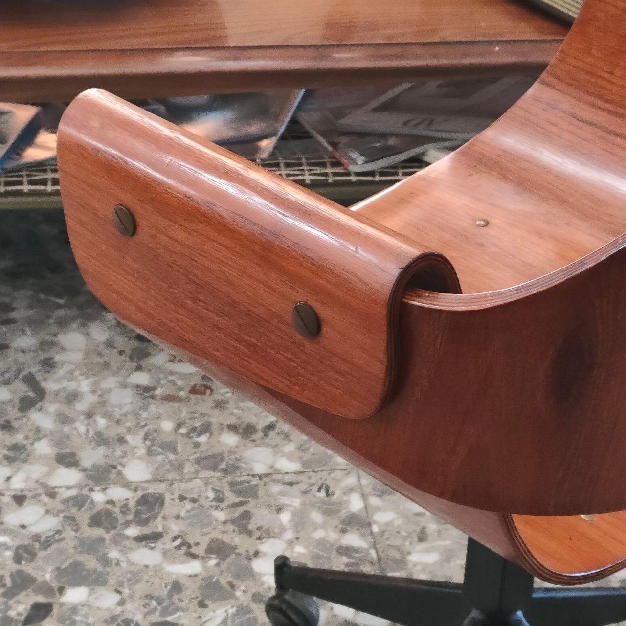 Mid-century rare bent plywood swivel armchair by Carlo Ratti, italy, 1950s in vendita 1