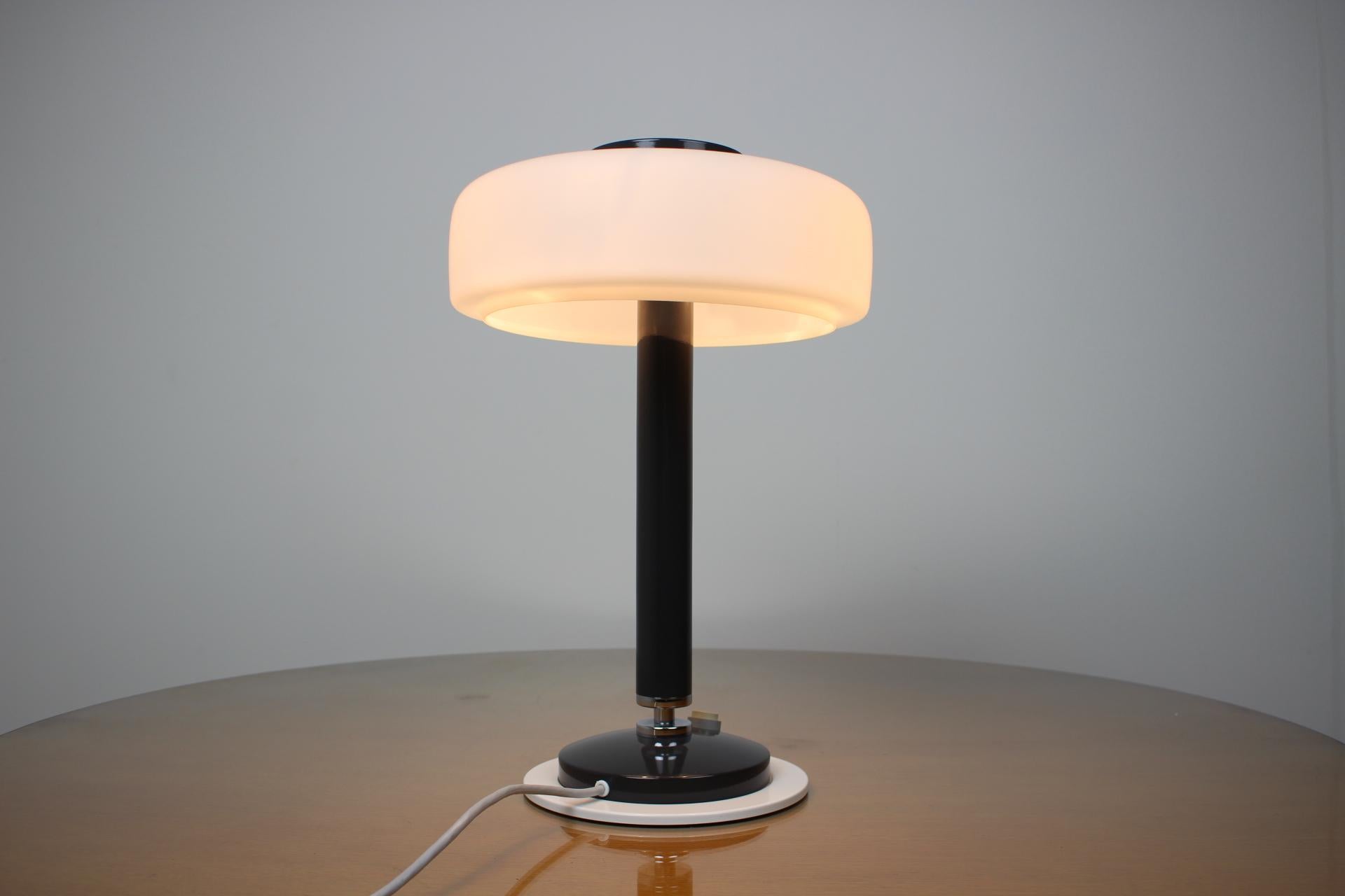 Metal Midcentury Rare Black and White Table Lamp/ Napako, 1960s For Sale
