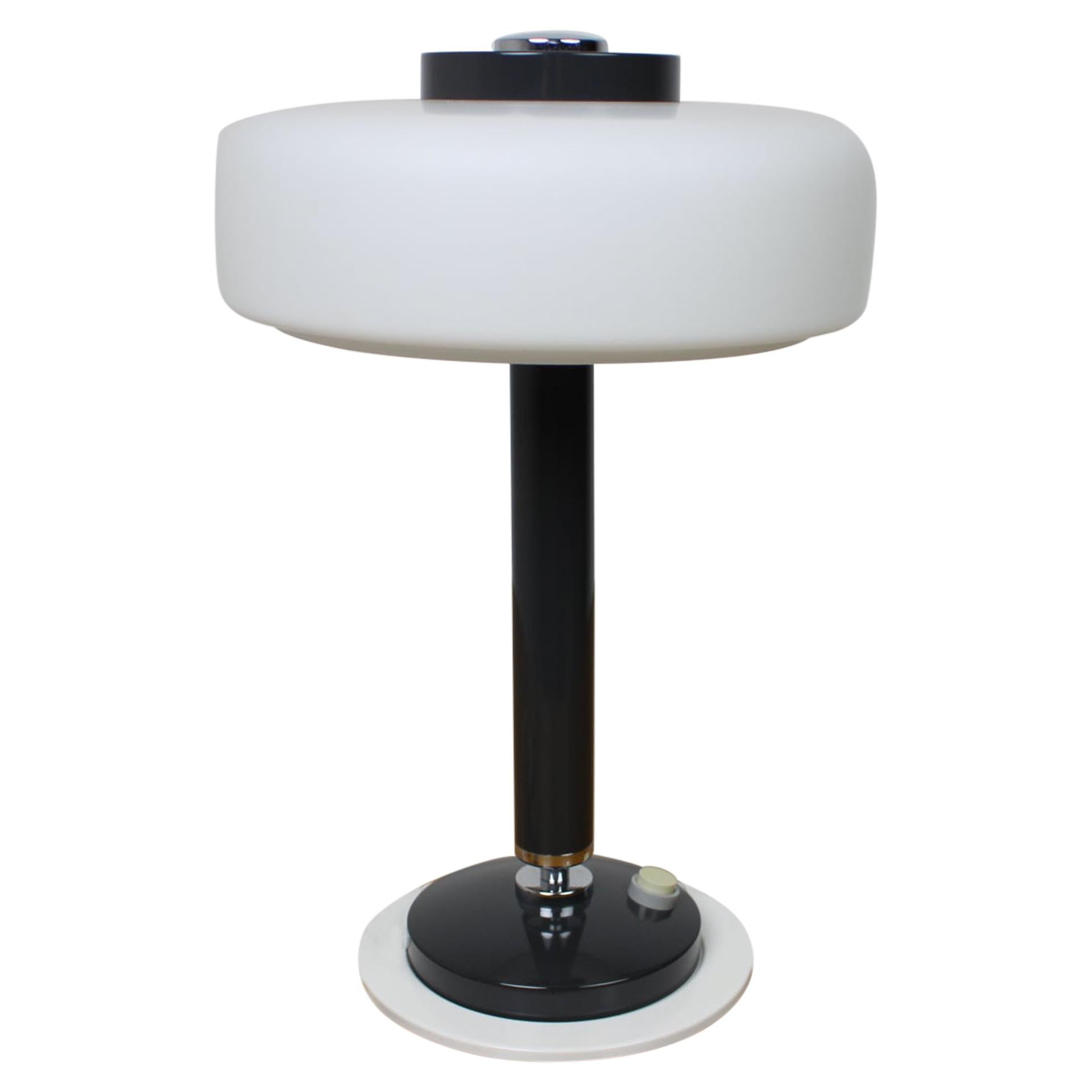 Midcentury Rare Black and White Table Lamp/ Napako, 1960s For Sale