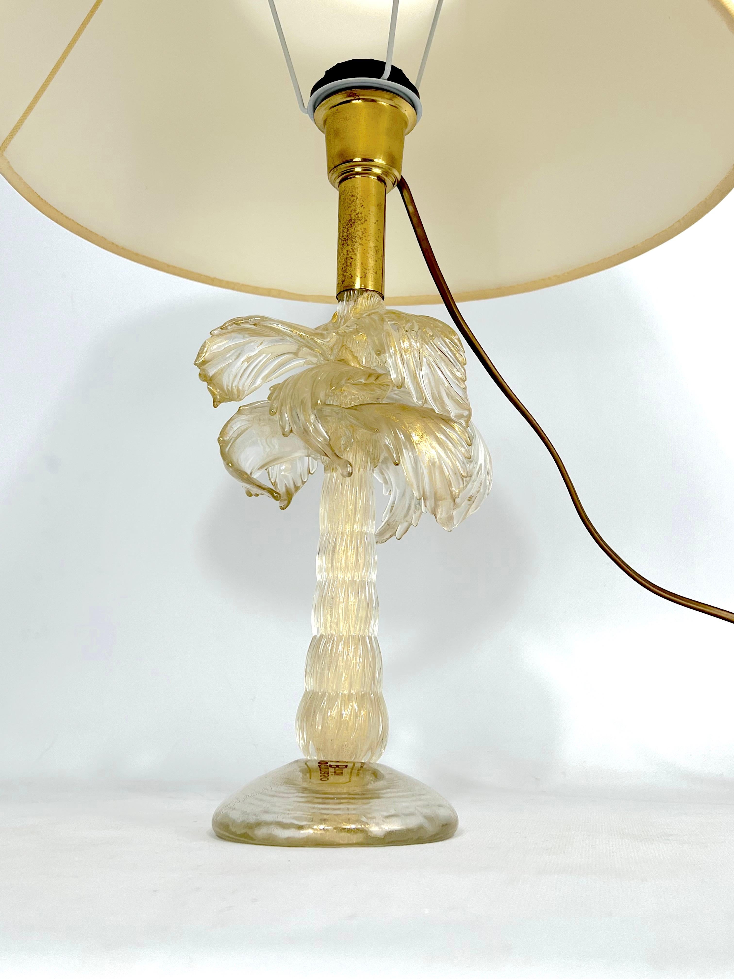 Mid-Century Rare Brass and Murano Glass Table Lamp by Tommaso Barbi For Sale 12