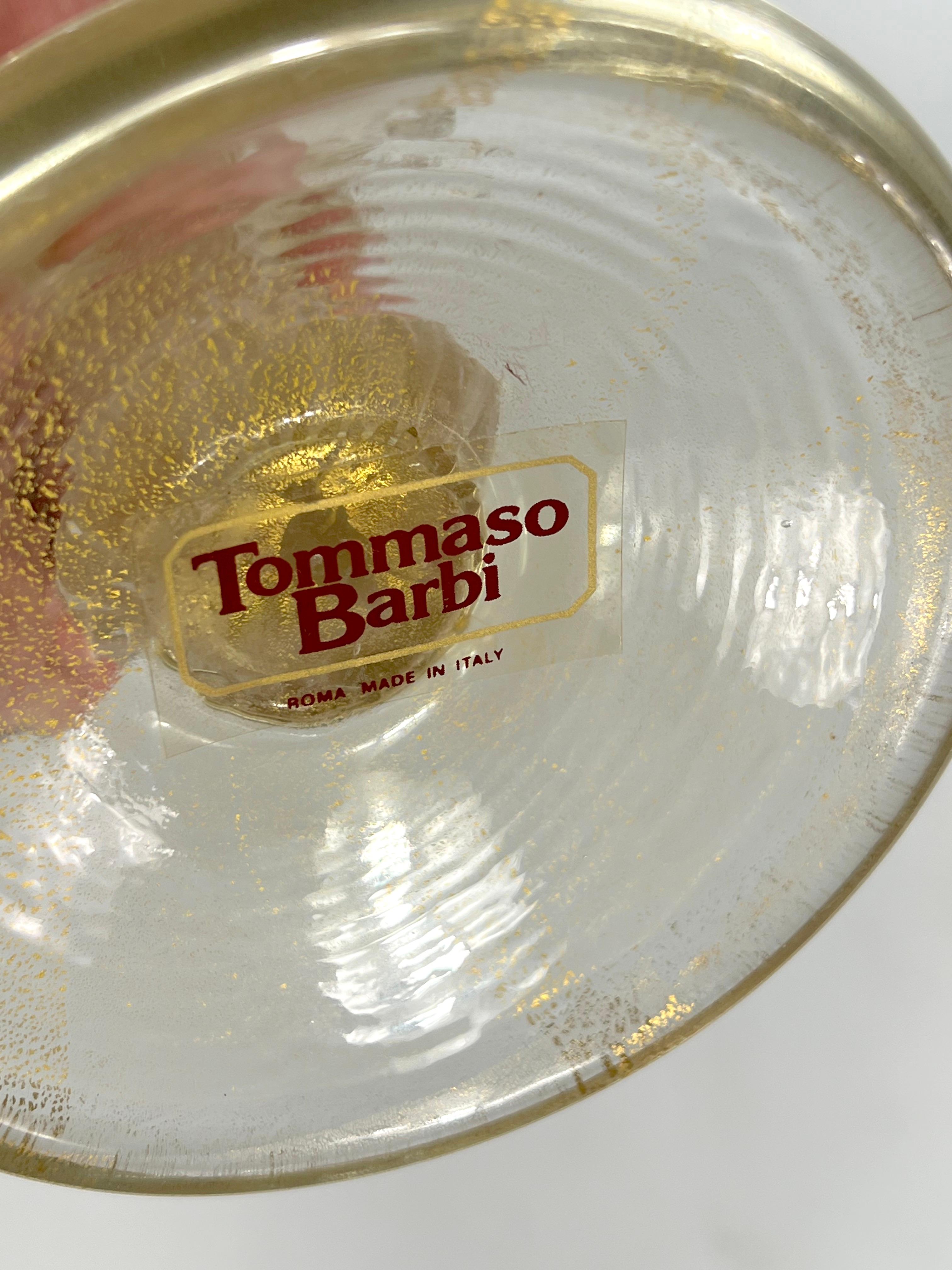 Mid-Century Rare Brass and Murano Glass Table Lamp by Tommaso Barbi In Good Condition In Catania, CT