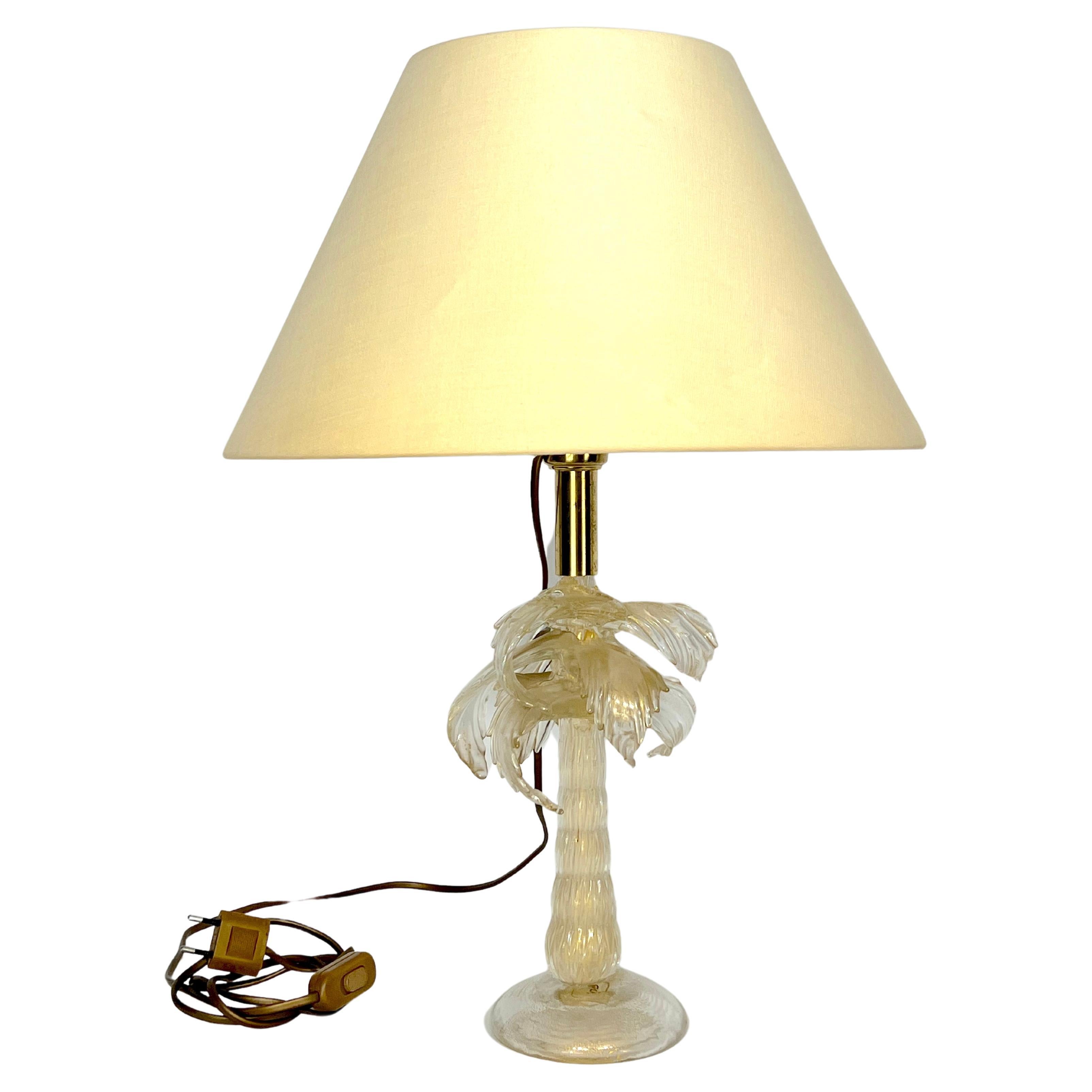 Mid-Century Rare Brass and Murano Glass Table Lamp by Tommaso Barbi