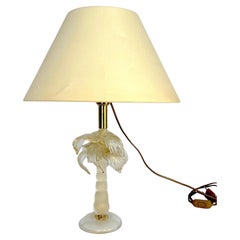 Lampada da tavolo di metà secolo in ottone e vetro di Murano di Tommaso Barbi