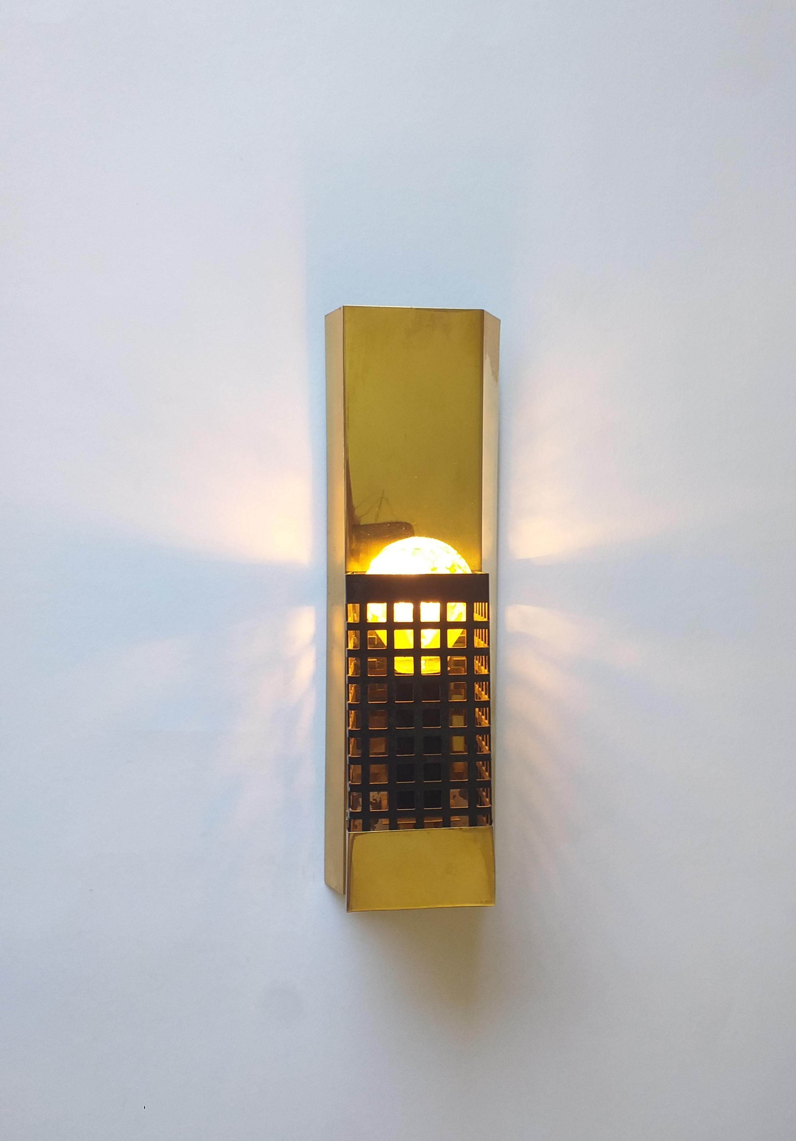 Slovak Mid Century Rare Brass Wall Lamp, 1970s For Sale
