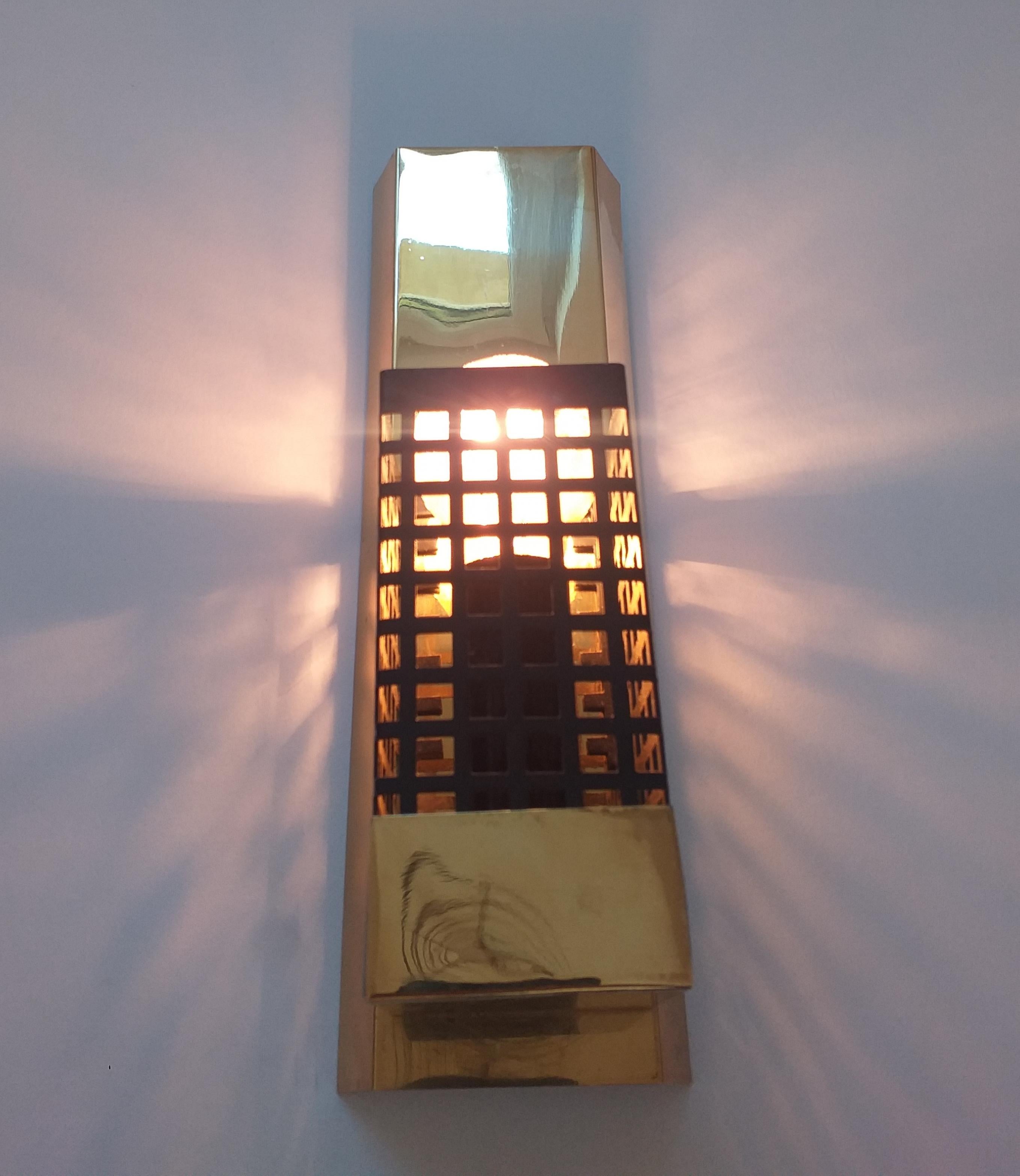 Mid Century Rare Brass Wall Lamp, 1970s In Good Condition For Sale In Praha, CZ