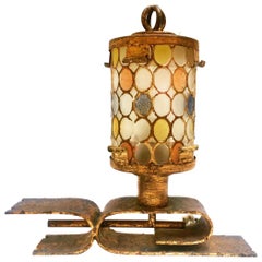 Midcentury  Rare Brutalist Iron 
Glass Table, Spain, 1960s