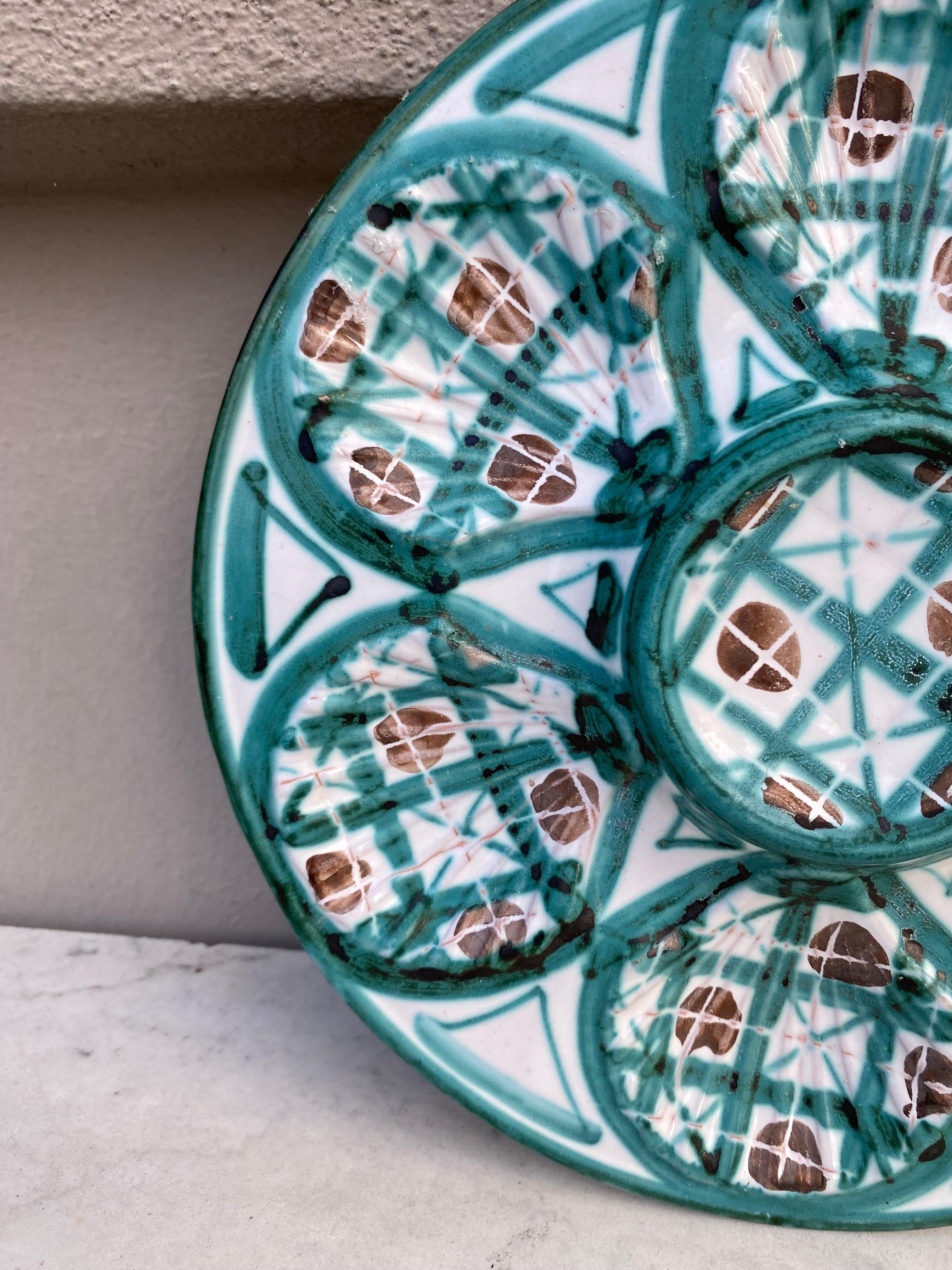 Mid-Century Modern Mid-Century Rare Ceramic Oyster Plate Robert Picault Vallauris  For Sale