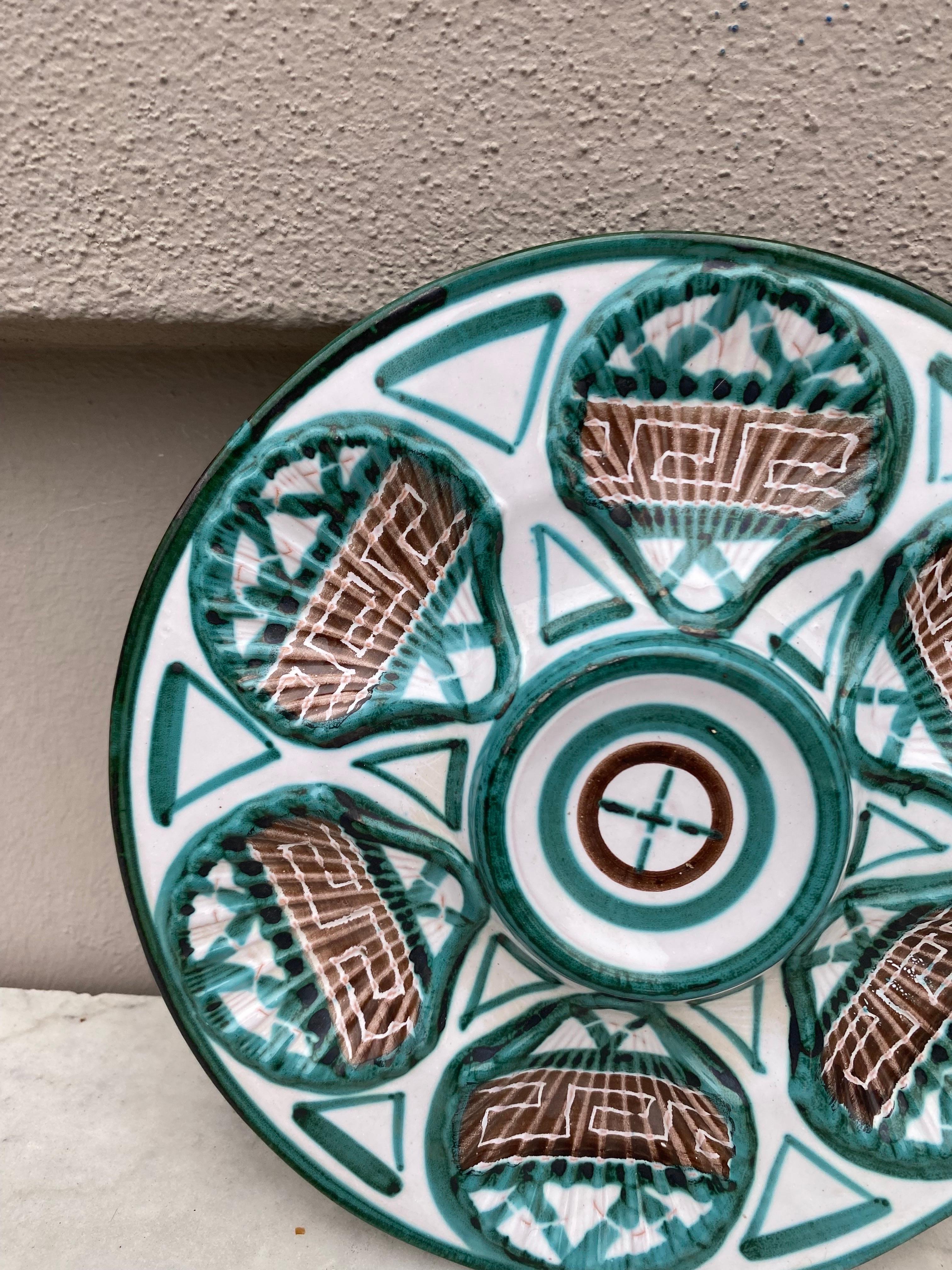 Mid-Century Modern Mid-Century Rare Ceramic Oyster Plate Robert Picault Vallauris For Sale