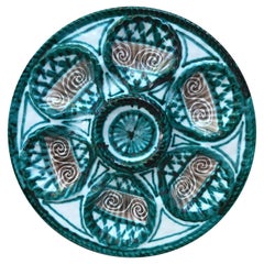 Rare assiette à huîtres en céramique du milieu du siècle dernier, Robert Picault Vallauris
