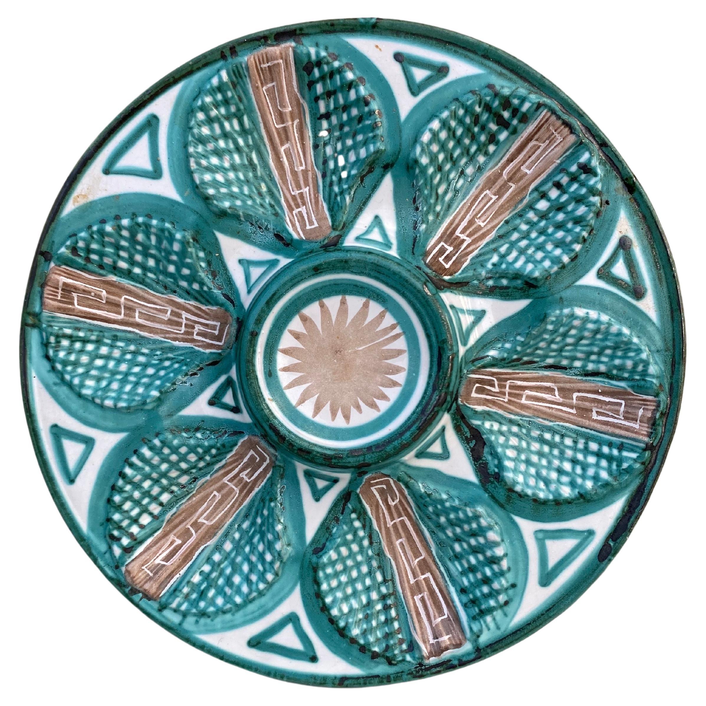 Mid-Century Rare Ceramic Oyster Plate Robert Picault Vallauris For Sale