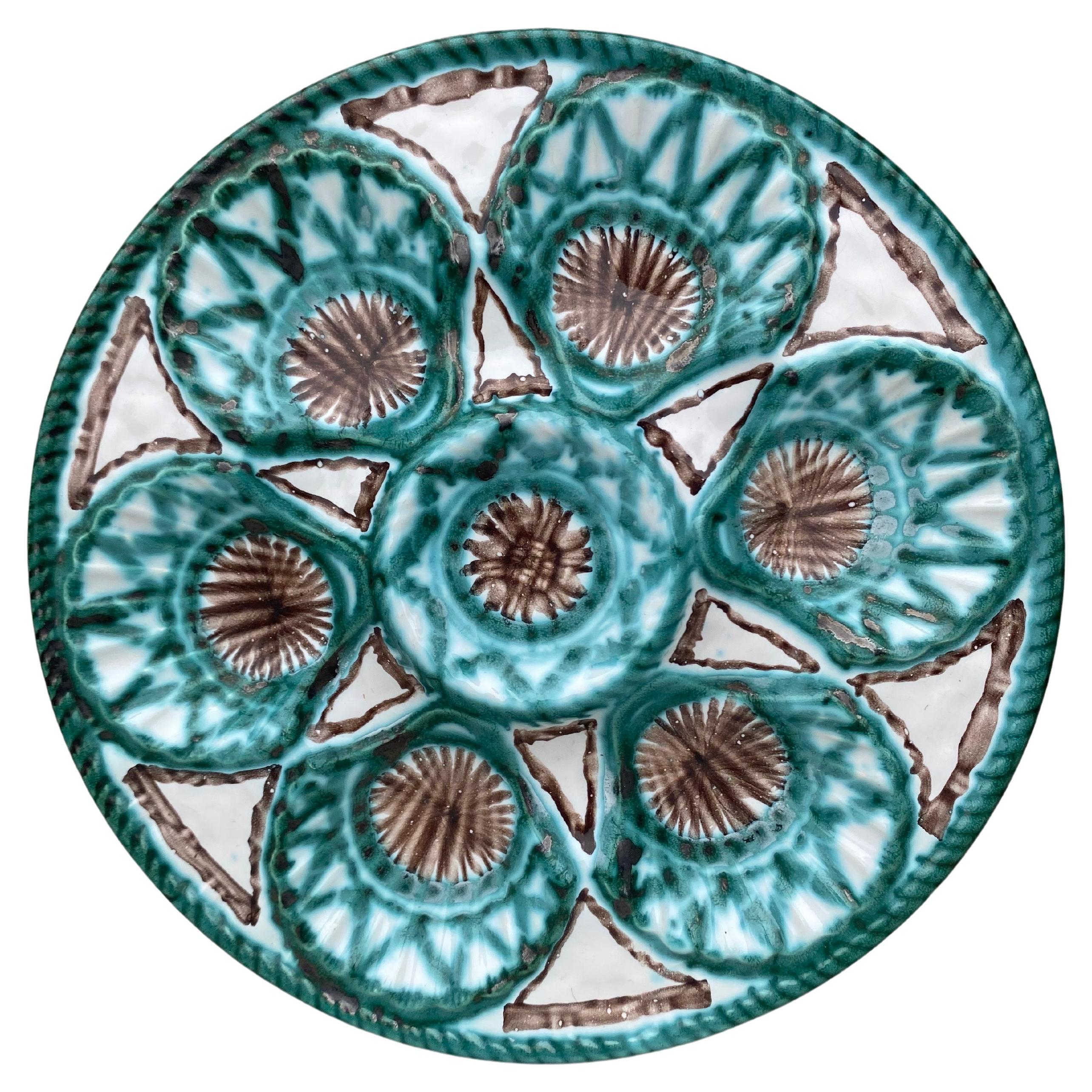 Mid-Century Rare Ceramic Oyster Plate Robert Picault Vallauris For Sale