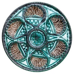 Antique Mid-Century Rare Ceramic Oyster Plate Robert Picault Vallauris