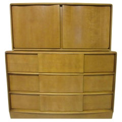 Vintage Midcentury Rare Chest on Chest Sculptura Heywood Wakefield Dresser 