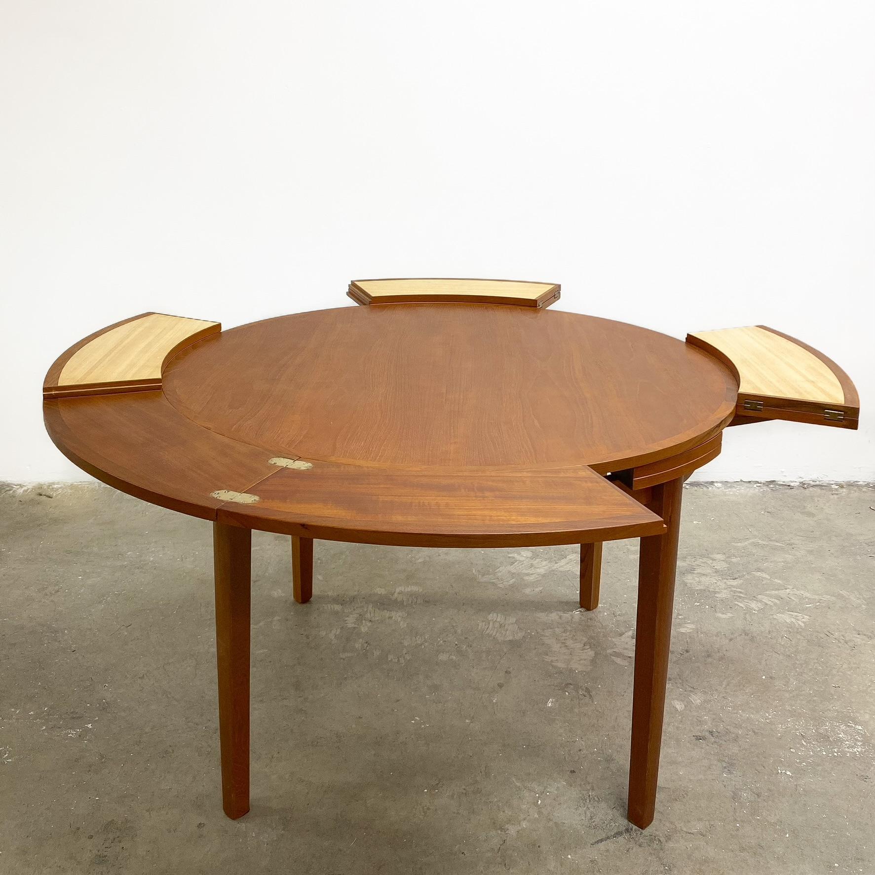 Mid Century RARE Circular TH Brown Extension Dining Table 1